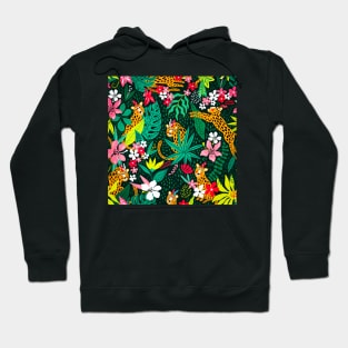Leopard pattern with tropical leaves Hoodie